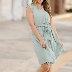 Ruffled Tie Waist Tank Dress -Women's Clothing Store JANweek3 becca0006 copy websize