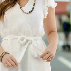 Flutter Sleeve Faux Wrap Dress -Women's Clothing Store JANweek3 becca0051