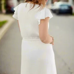 Flutter Sleeve Faux Wrap Dress -Women's Clothing Store JANweek3 becca0056