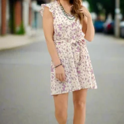 Playful Daisies Tie Waist Dress -Women's Clothing Store JANweek3 becca0084