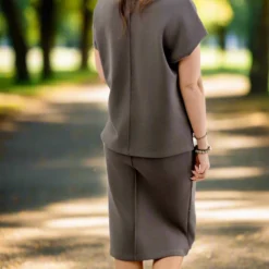 Lightly Ribbed Mid Seam Tee -Women's Clothing Store JANweek3 becca0185