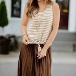 Striped Tie Bottom Tank -Women's Clothing Store JANweek3 becca0275