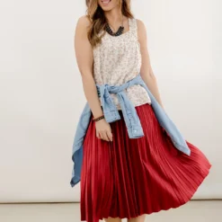 Chic Pleated Midi Skirt -Women's Clothing Store JANweek3 becca0285