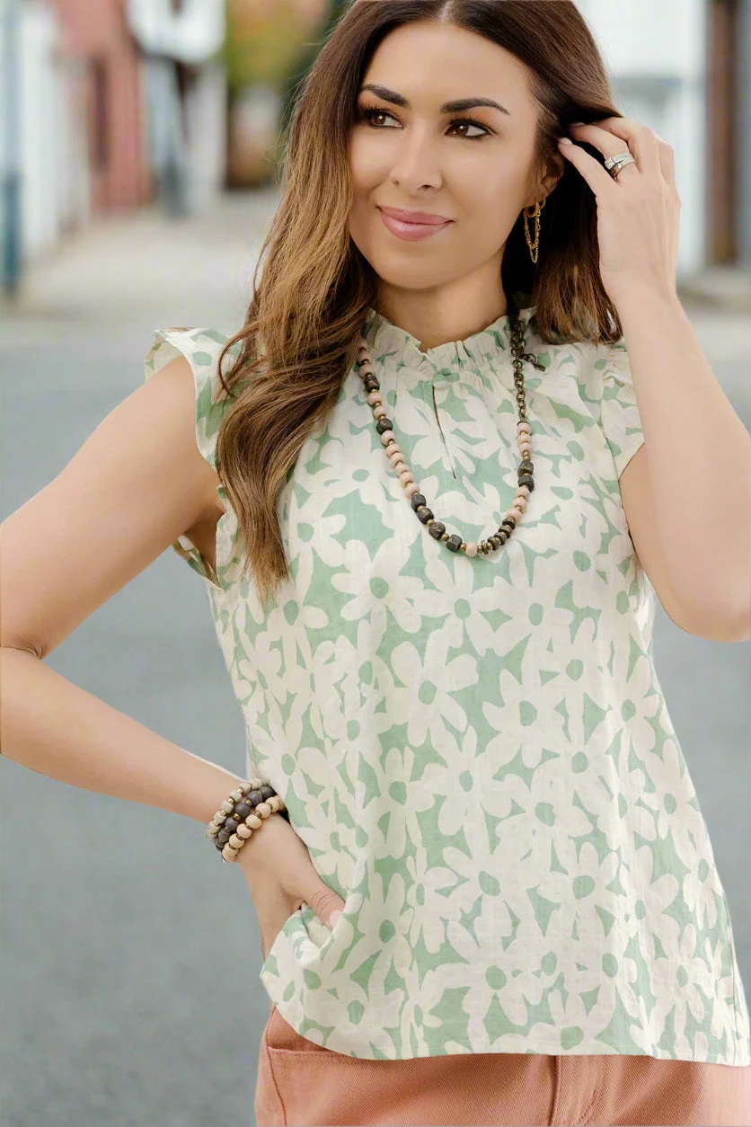 Playful Daisies Cinched Trim Tank 1 Playful Daisies Cinched Trim Tank