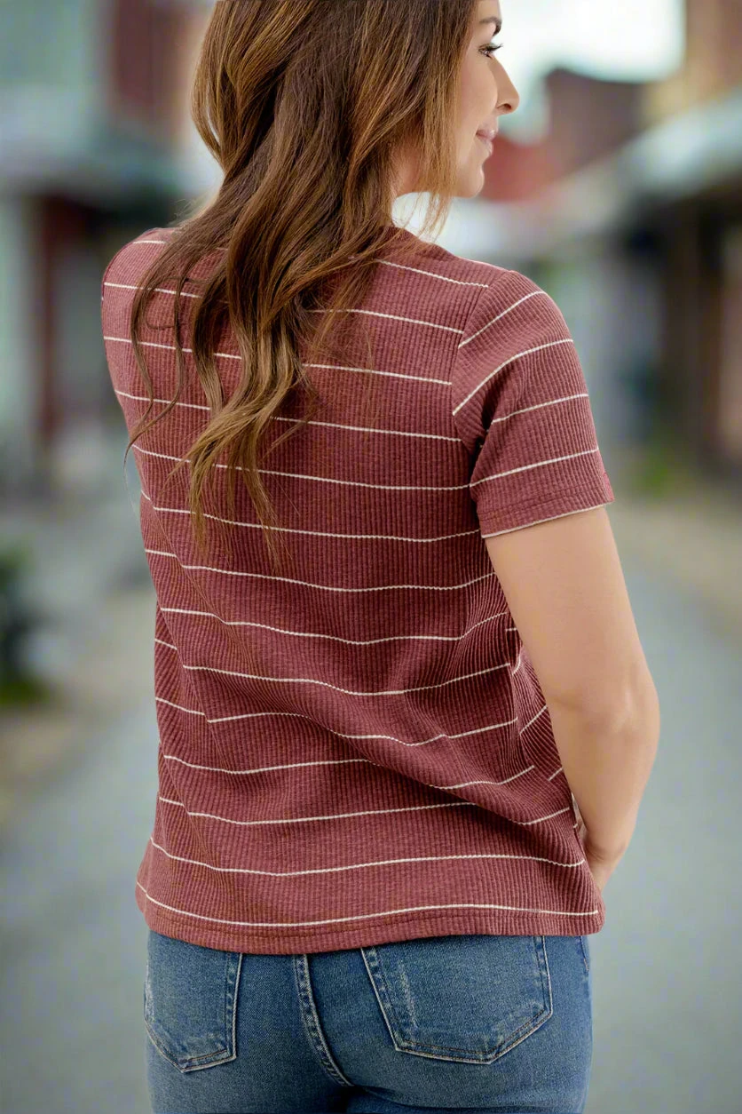 Micro Striped Ribbed Tee 9 Micro Striped Ribbed Tee - Image 9