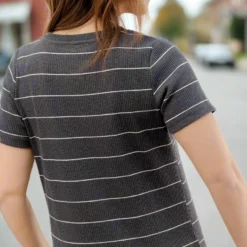 Micro Striped Ribbed Tee 24 Micro Striped Ribbed Tee -Women's Clothing Store JANweek3 becca0444
