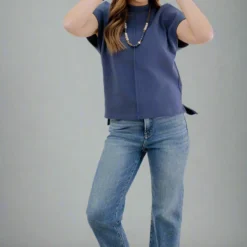 Lightly Ribbed Mid Seam Tee -Women's Clothing Store JANweek3 becca0495