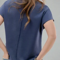 Lightly Ribbed Mid Seam Tee -Women's Clothing Store JANweek3 becca0503