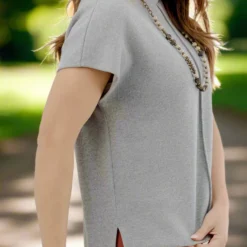 Lightly Ribbed Mid Seam Tee -Women's Clothing Store JANweek3 becca0524