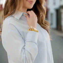 Striped Twist Bottom Button Up Blouse -Women's Clothing Store JANweek3 becca0670