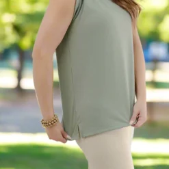 Ribbed Side Slit Tank -Women's Clothing Store JANweek3 becca0698