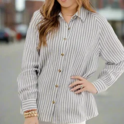 Raw Edge Seersucker Button Up