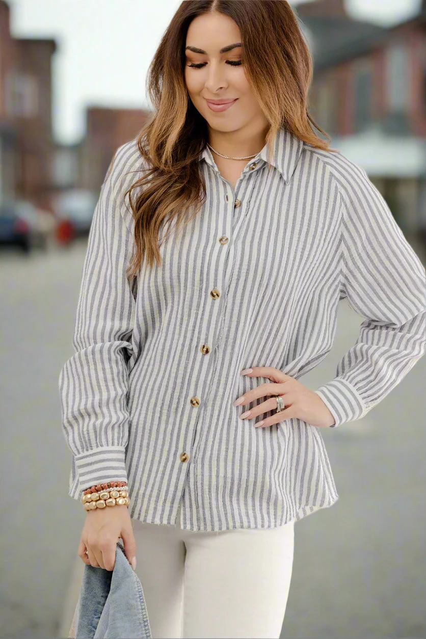 Raw Edge Seersucker Button Up 1 Raw Edge Seersucker Button Up