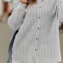 Raw Edge Seersucker Button Up 11 Raw Edge Seersucker Button Up -Women's Clothing Store JANweek3 becca0757