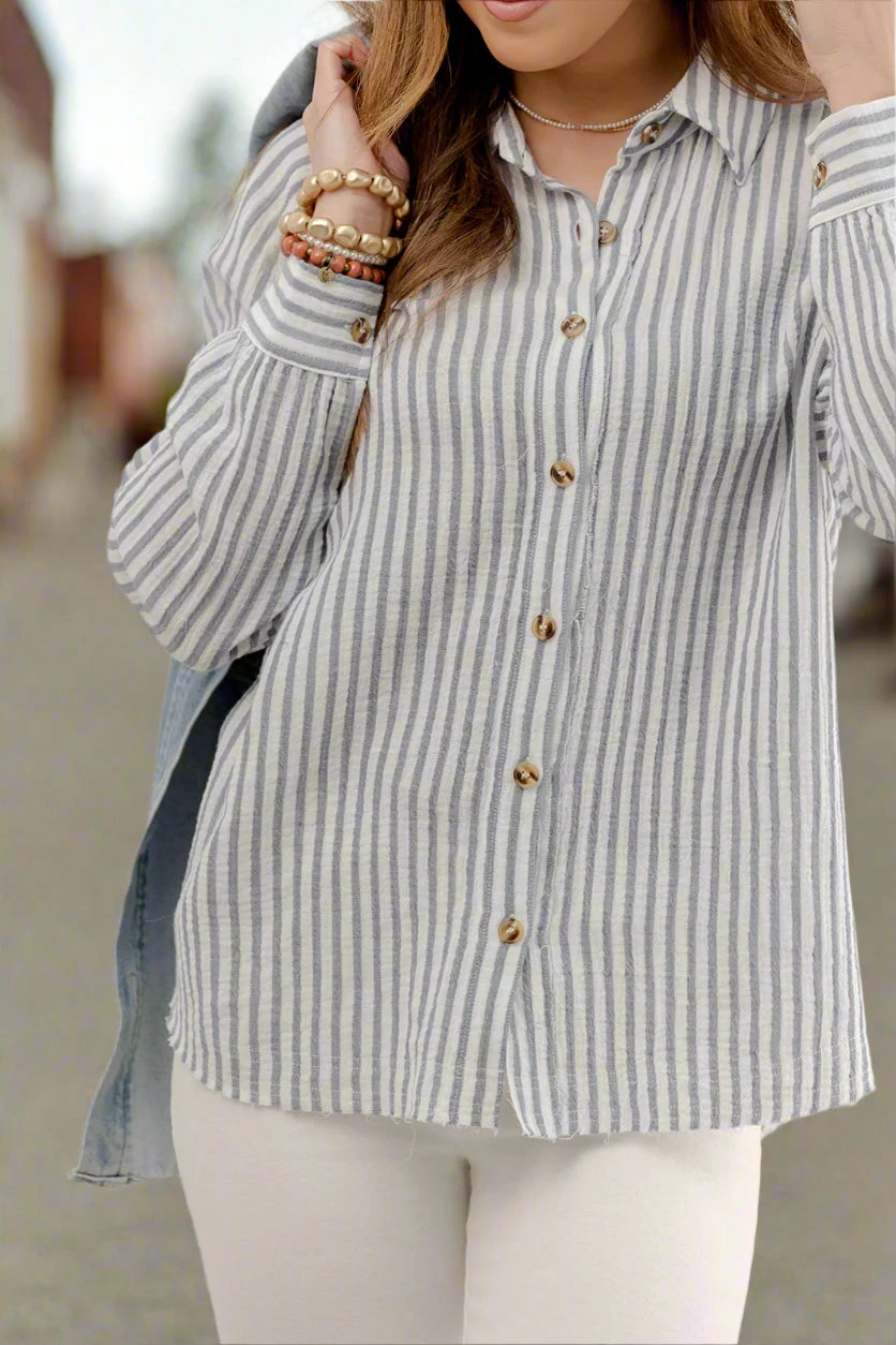 Raw Edge Seersucker Button Up 5 Raw Edge Seersucker Button Up - Image 5