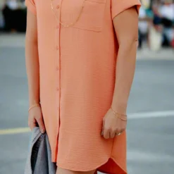 Classy Button Down Dress -Women's Clothing Store Jan2nd week0156