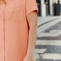 Classy Button Down Dress -Women's Clothing Store Jan2nd week0157