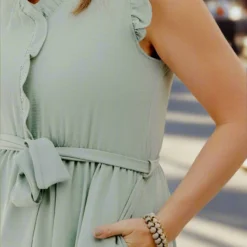 Ruffled Tie Waist Tank Dress -Women's Clothing Store Jan2nd week0170