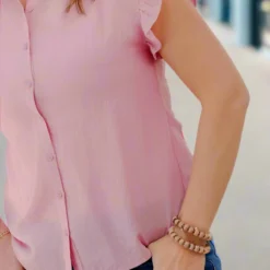Flutter Trim Button Up Blouse 5 Flutter Trim Button Up Blouse -Women's Clothing Store Jan2nd week0221