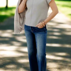 Lightly Ribbed Mid Seam Tee -Women's Clothing Store Jan2nd week0226