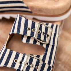 Corky's Dash Navy Natural Stripe Sandals -Women's Clothing Store NEWSANDALS 04
