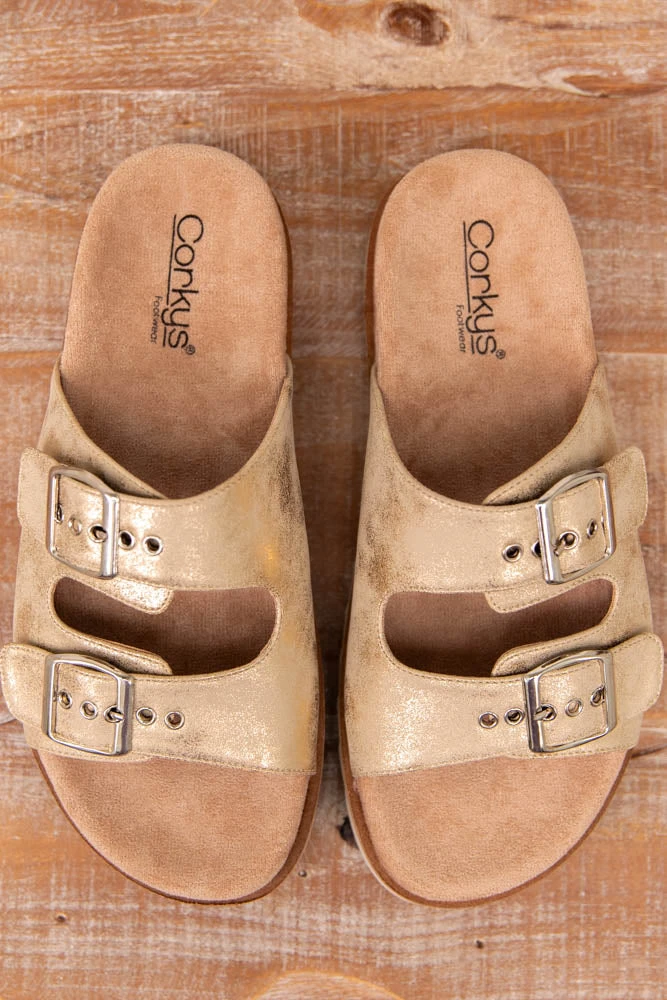 Corky's Dash Gold Washed Metallic Sandals 5 Corky's Dash Gold Washed Metallic Sandals - Image 5