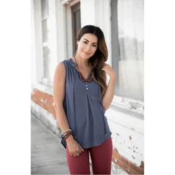 Ruffle Neck Button Tank -Women's Clothing Store Screen Shot 2019 08 15 at 11.09.26 AM 681611