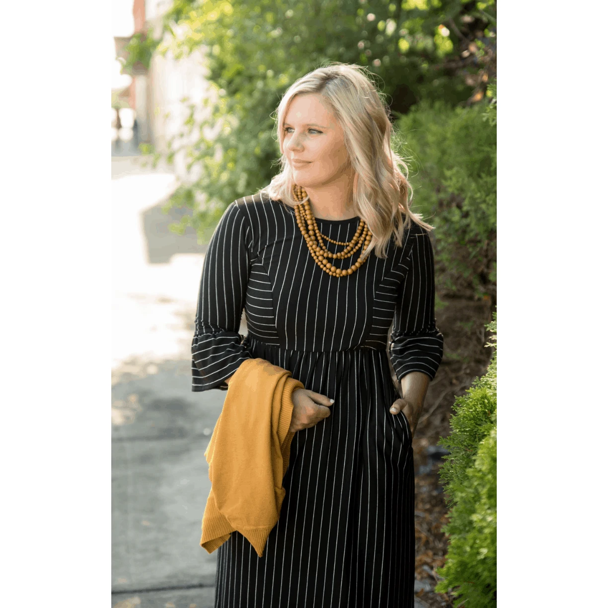 Black Flutter Striped Dress 1 Black Flutter Striped Dress