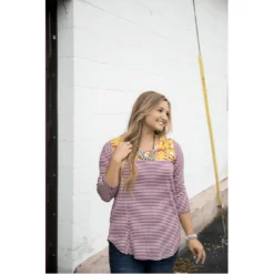 Magenta Floral Top Tee -Women's Clothing Store Screen Shot 2019 08 30 at 3.54.06 PM 729019