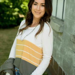 White/Striped/Solid Blocked Elbow Patch Tee -Women's Clothing Store ScreenShot2023 02 01at12.38.51PM 120946