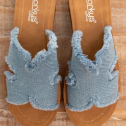 Corky's Hold Please Light Blue Frayed Sandals -Women's Clothing Store SpringBreakCollection 182 scaled