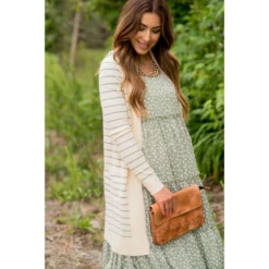 Thin Striped Cardigan-Cream -Women's Clothing Store bb 0276