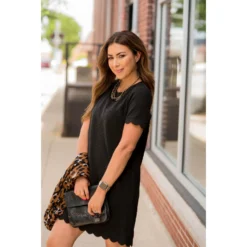 Short Sleeve Textured Scalloped Swing Dress -Women's Clothing Store bb 0470 077c8cca 4f06 466b 9c20 5e86d50b1c5d