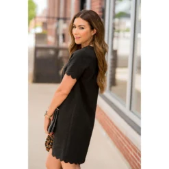 Short Sleeve Textured Scalloped Swing Dress -Women's Clothing Store bb 0477 e5255939 95cc 4164 a6ef 03b6a076868c