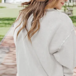 Ohio Grey Cursive Ribbed Graphic Crewneck 6 Ohio Grey Cursive Ribbed Graphic Crewneck -Women's Clothing Store becca NEW 0126