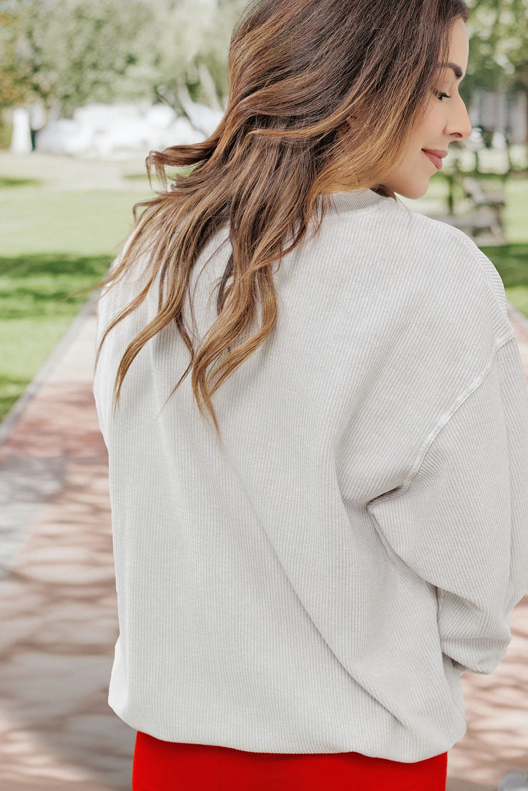 Ohio Grey Cursive Ribbed Graphic Crewneck 3 Ohio Grey Cursive Ribbed Graphic Crewneck - Image 3