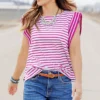 Contrasting Stripes Dolman Tee