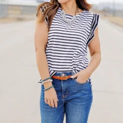 Contrasting Stripes Dolman Tee 19 Contrasting Stripes Dolman Tee -Women's Clothing Store becca NEW 0275