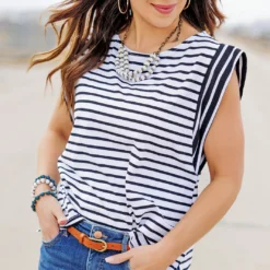 Contrasting Stripes Dolman Tee 15 Contrasting Stripes Dolman Tee -Women's Clothing Store becca NEW 0276