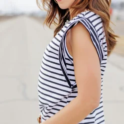 Contrasting Stripes Dolman Tee 20 Contrasting Stripes Dolman Tee -Women's Clothing Store becca NEW 0277