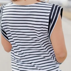 Contrasting Stripes Dolman Tee 21 Contrasting Stripes Dolman Tee -Women's Clothing Store becca NEW 0278