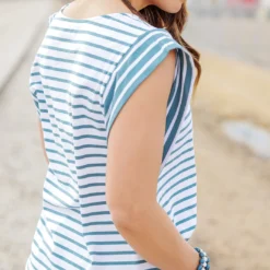 Contrasting Stripes Dolman Tee 18 Contrasting Stripes Dolman Tee -Women's Clothing Store becca NEW 0282