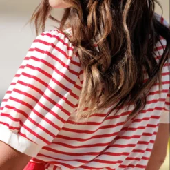 Striped Puff Sleeve Tee