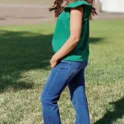 Textured Flutter Trim V Blouse -Women's Clothing Store becca NEW marchweek20231