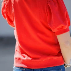 Rib Accented Puff Sleeve Tee -Women's Clothing Store becca NEW marchweek20253