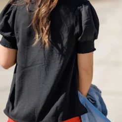 Cinched V Ruched Puff Sleeve Blouse 25 Cinched V Ruched Puff Sleeve Blouse -Women's Clothing Store becca NEW marchweek20255