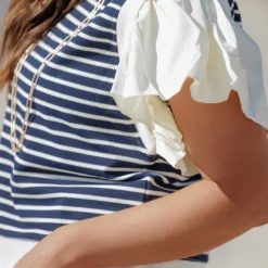 Striped Faux Layered Blouse -Women's Clothing Store becca NEW marchweek20260