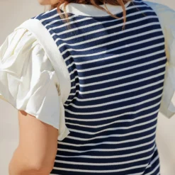 Striped Faux Layered Blouse -Women's Clothing Store becca NEW marchweek20261