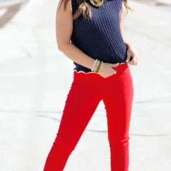 Scallop Trim Collared Knit Tank -Women's Clothing Store becca NEW marchweek20291