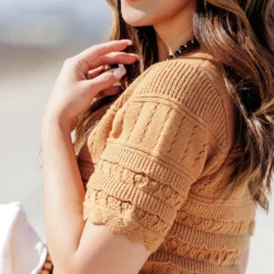 Intricately Detailed Knit Tee -Women's Clothing Store becca NEW marchweek20346